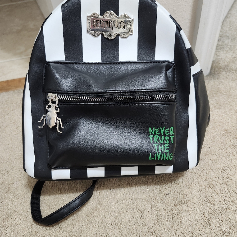 Beetlejuice Striped Backpack - Black and White